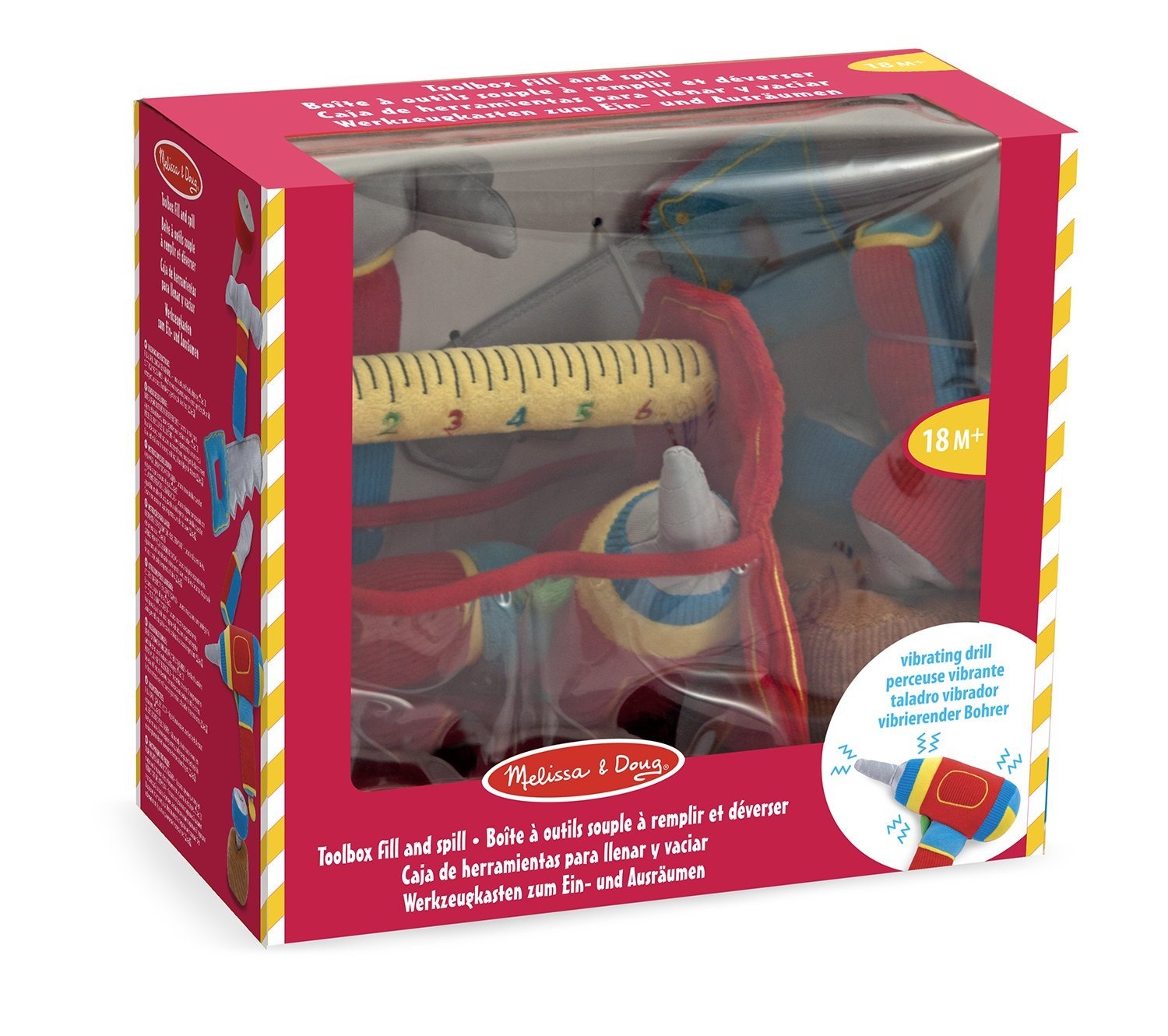 Melissa /& Doug Toolbox Fill and Spill Toddler Toy with Vibrating Drill 9 pcs