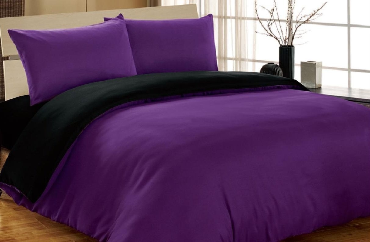 Complete Double, Reversible Blackcurrant Purple/ Black, Duvet Cover and Fitted Sheet Bed Set by VICEROY BEDDING by viceroy bedding - Shop Online for Homeware in New Zealand