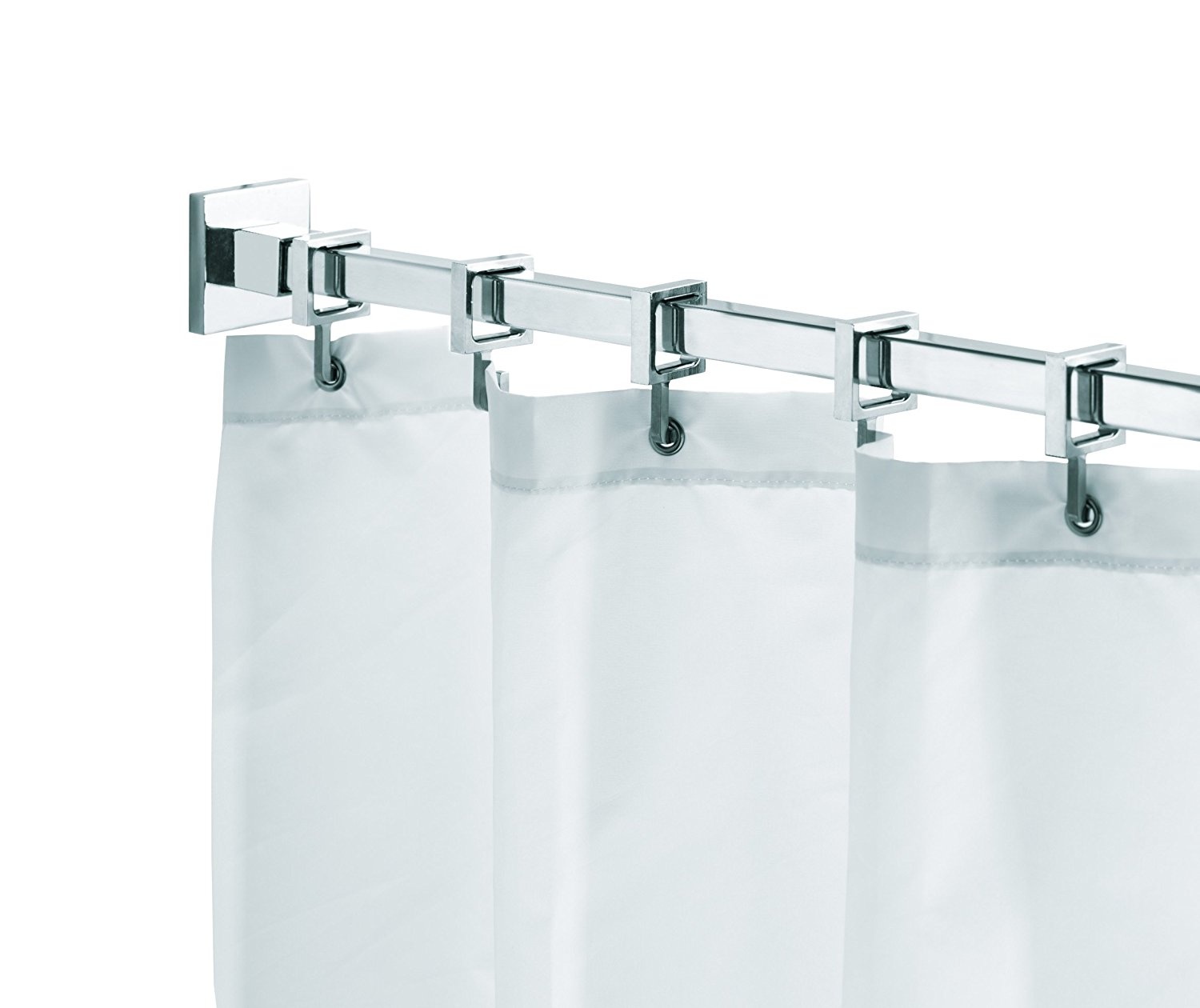 Croydex Square Section Shower Curtain Rod With Rings Maximum