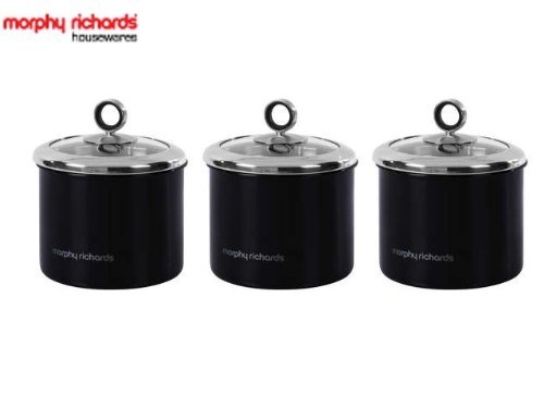 morphy richards tea coffee sugar canisters black