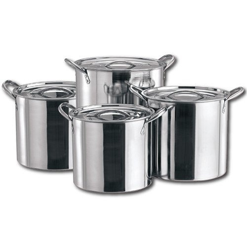 4PC LARGE STAINLESS STEEL CATERING DEEP STOCK SOUP BOILING POT STOCKPOTS SET NEW