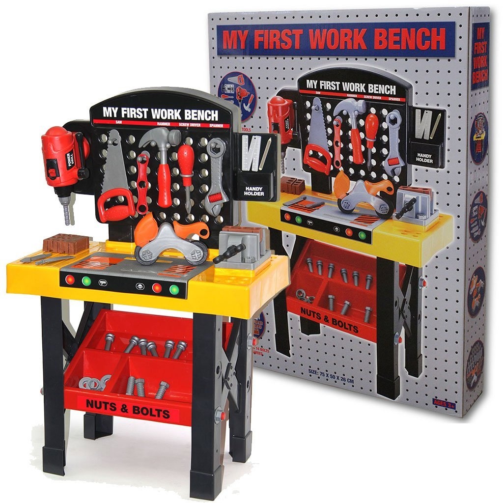 TOY WORKBENCH KIDS CHILDRENS TOOL KIT BENCH DIY WORK STATION WORKING