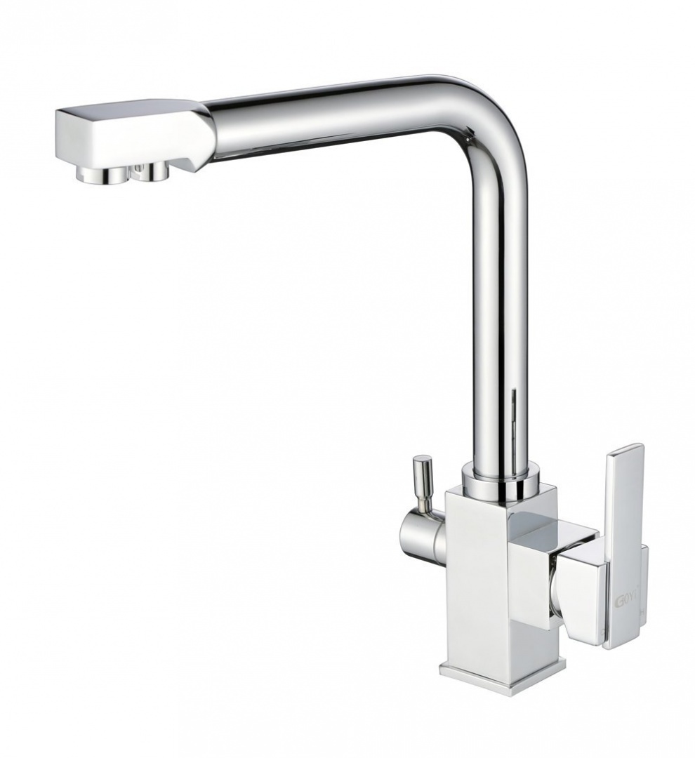 Kitchen Basin Sink Tri Flow 3Way Dual Lever Faucet Water Filter Mixer