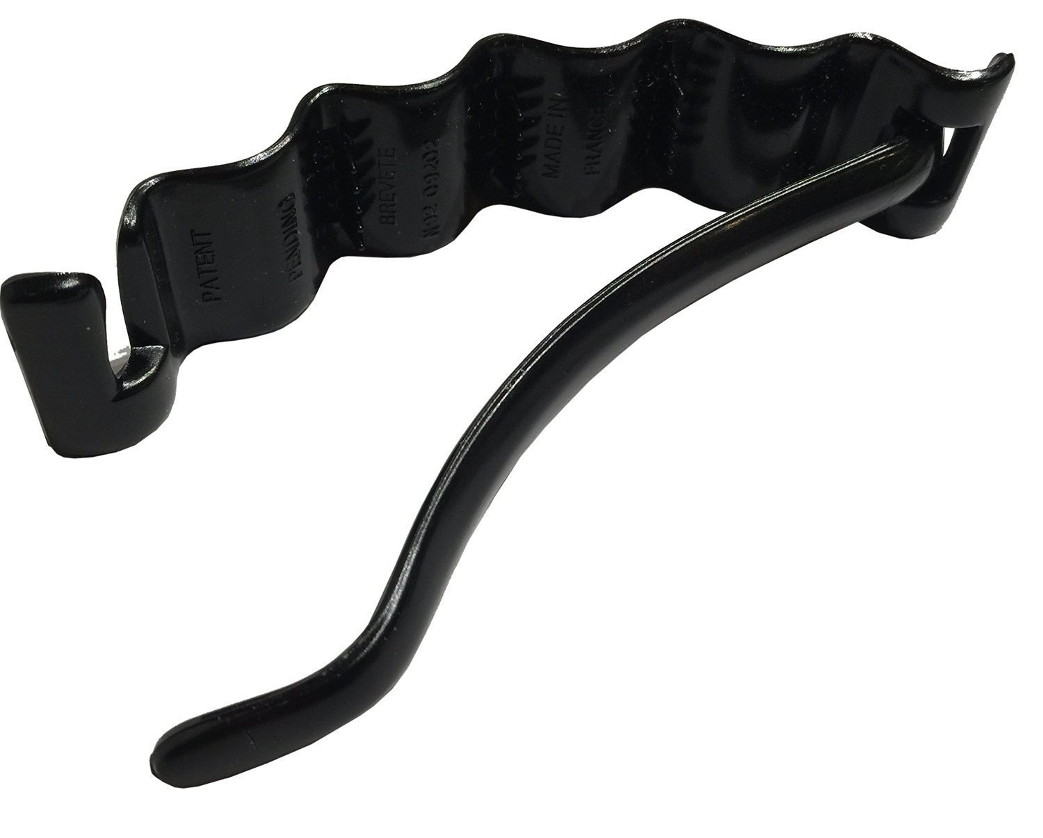 Parcelona French Crinkled Glossy Shell Black Large Metal Free Hair Clip Barrette