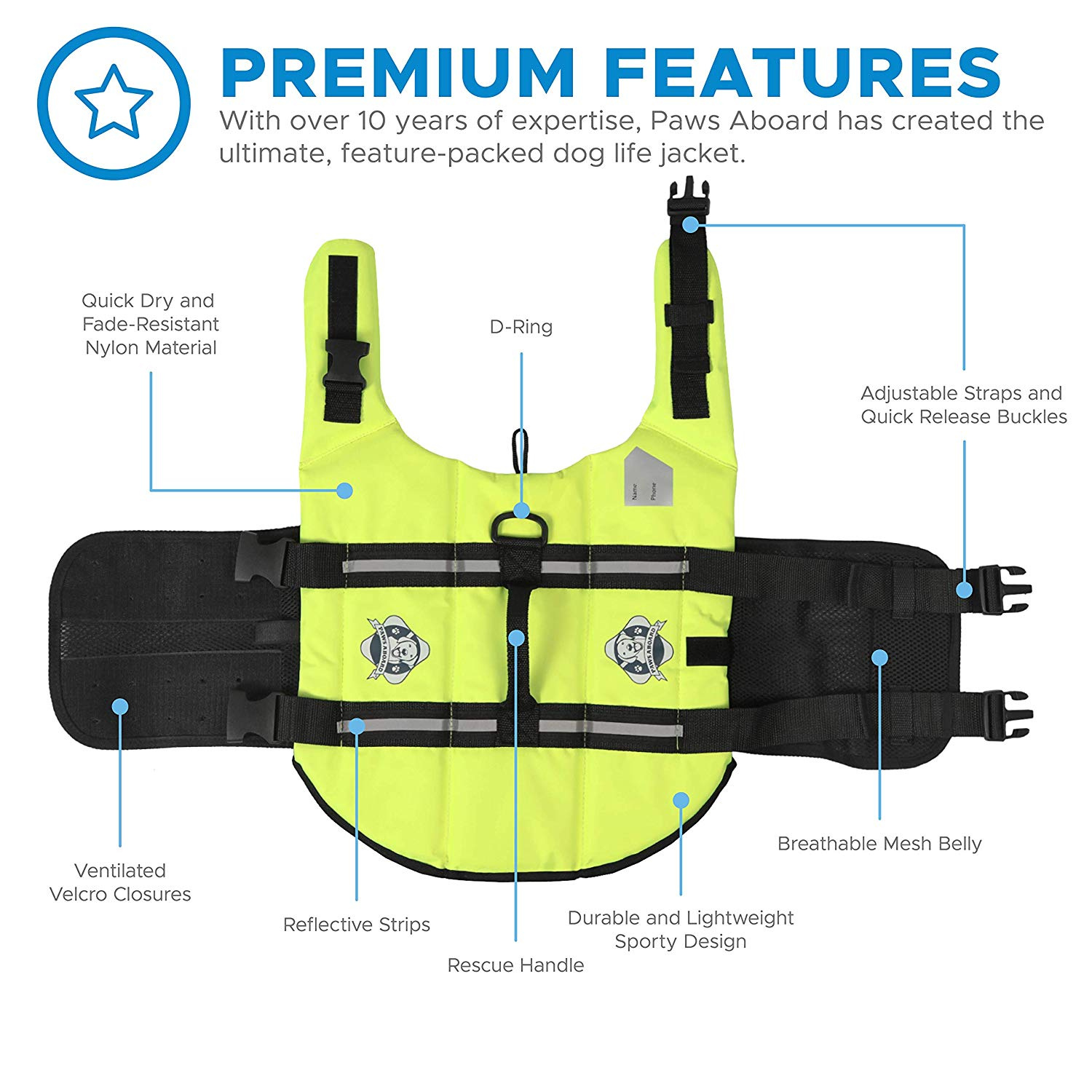 Paws Aboard Dog Life Jacket Vest for Swimming and Boating