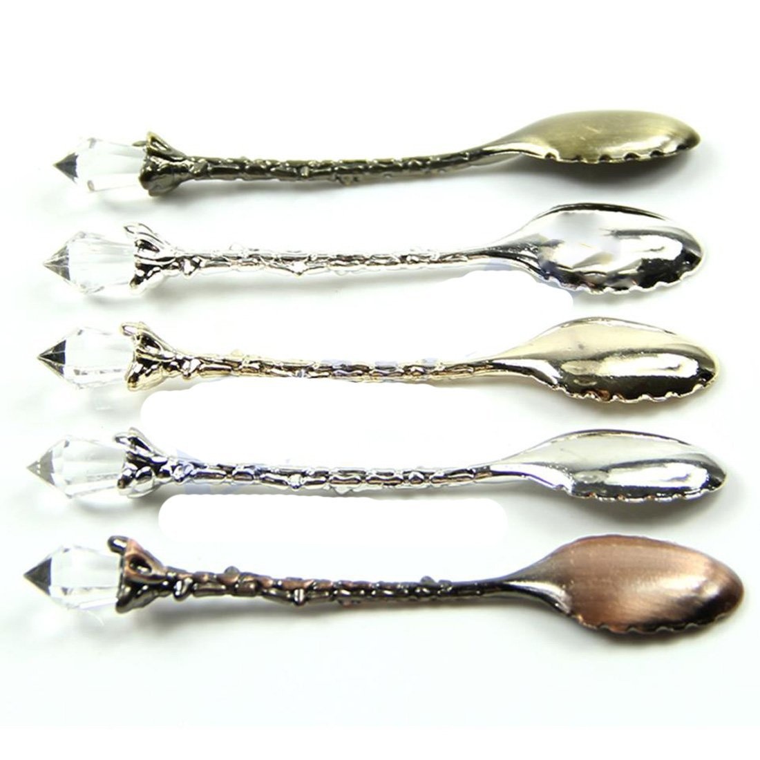 Yalulu 4 Pcs//Set Vintage Royal Style Crystal Head Design Small Coffee Tea Spoon Ice Cream Spoons Kitchen Dining Bar Tools