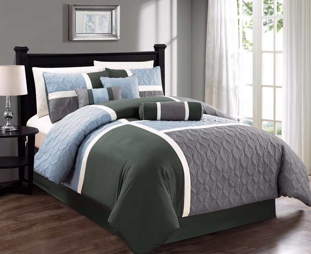 Chezmoi Collection 7 Piece Quilted Patchwork Comforter Set Full