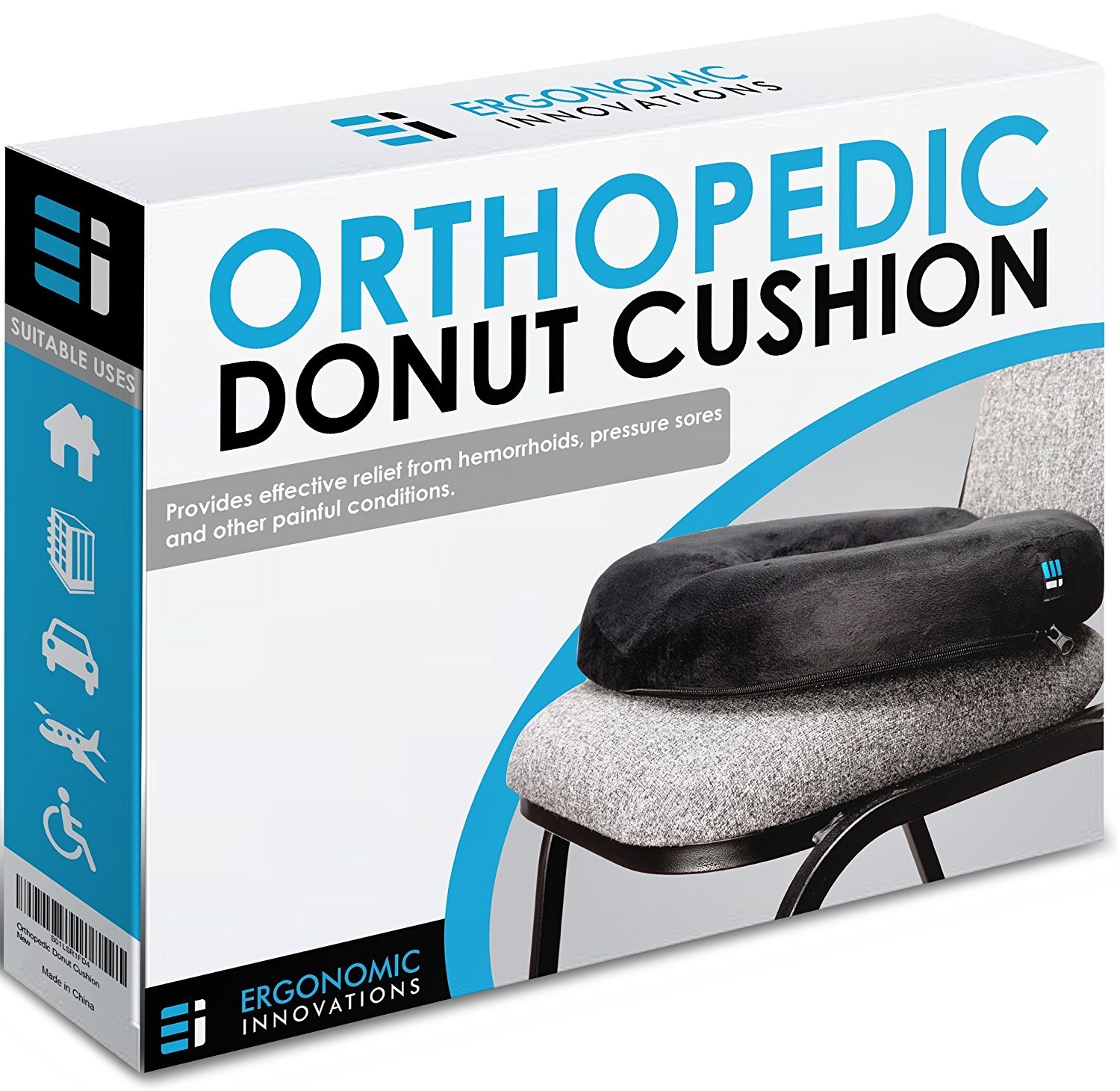 Ergonomic Innovations New Donut Cushion Hemorrhoid Pillow For