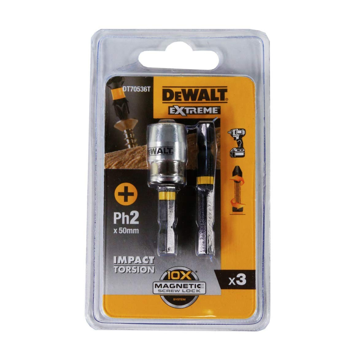 DeWalt DEWALT DEWDT70538T Impact Torsion 2 x T25 50mm and Magnetic Screwlock Sleeve
