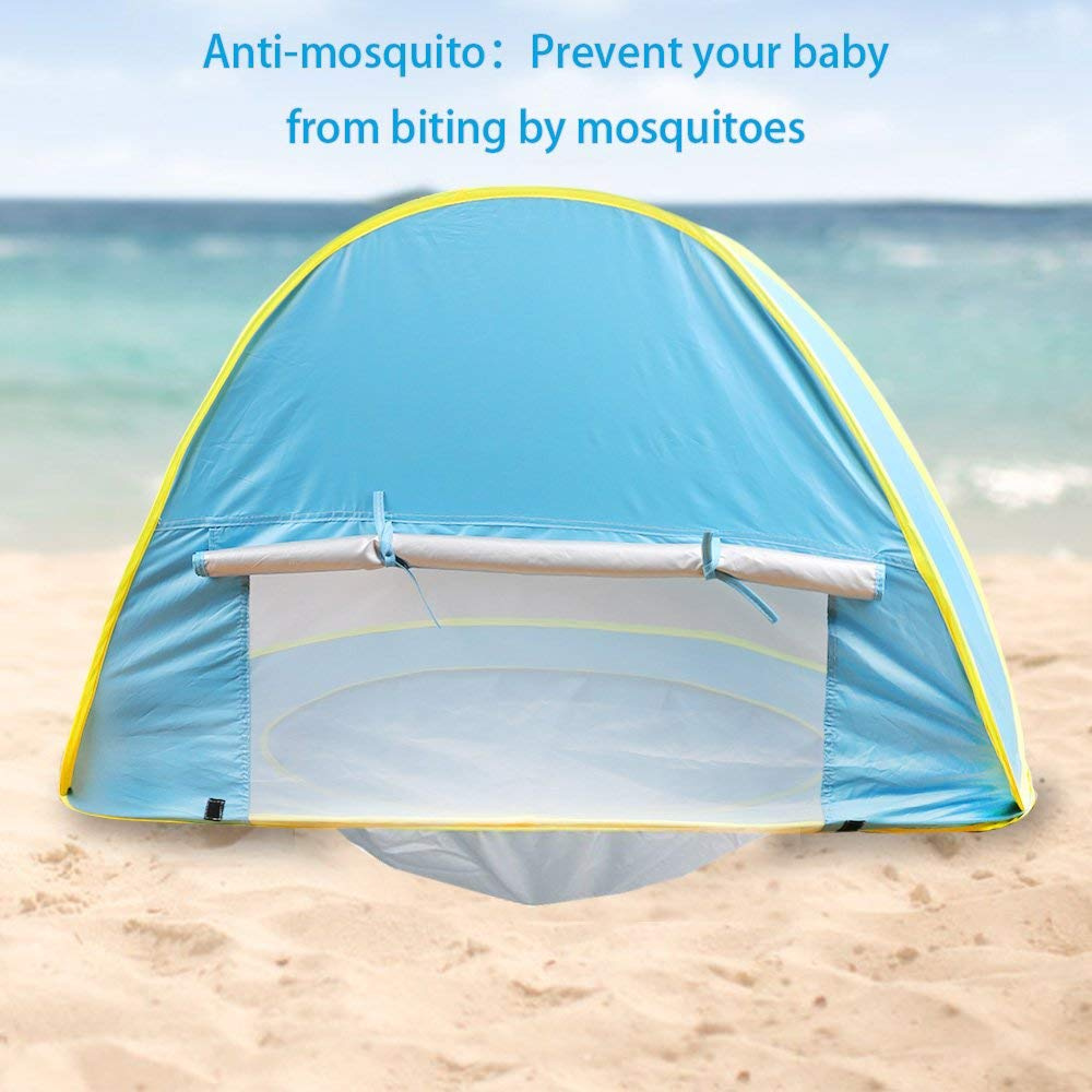 Baby Beach Tent,Oummit Pop-up Baby Tent with Beach Pool Automatic Foldable Portable Tent Sun Protection Anti UV Very Suitable for Beach Holidays.