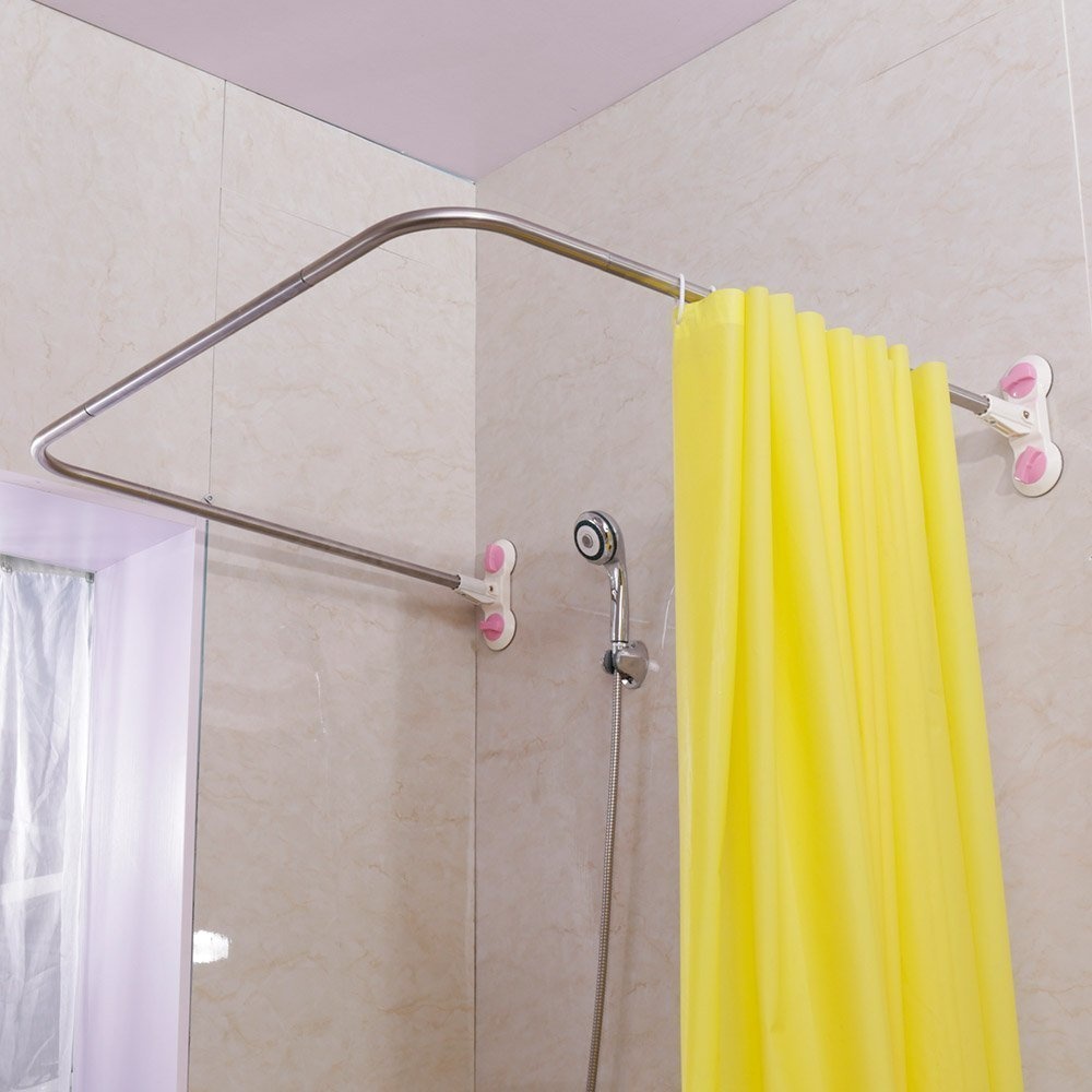 Baoyouni Bathroom U Shaped Corner Shower Curtain Rod Pole