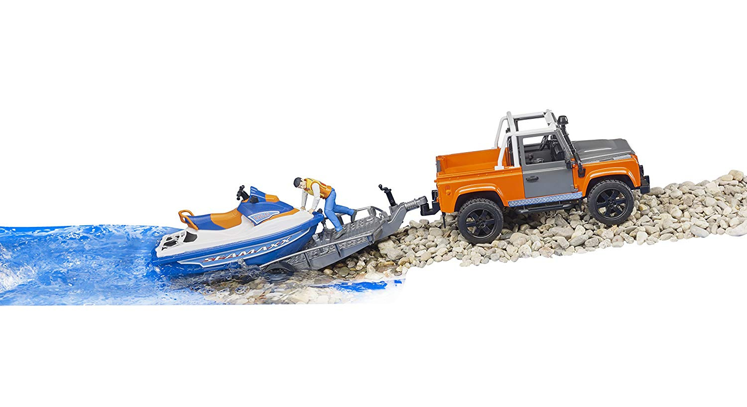 bruder 2599 Land Rover Defender Pick up with Trailer//Personal Water Scaled...