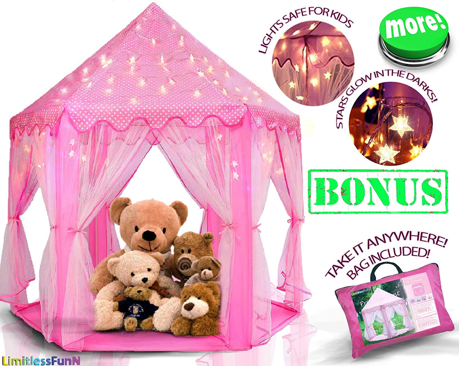 girl indoor tent pink princess tent with lights and curtains