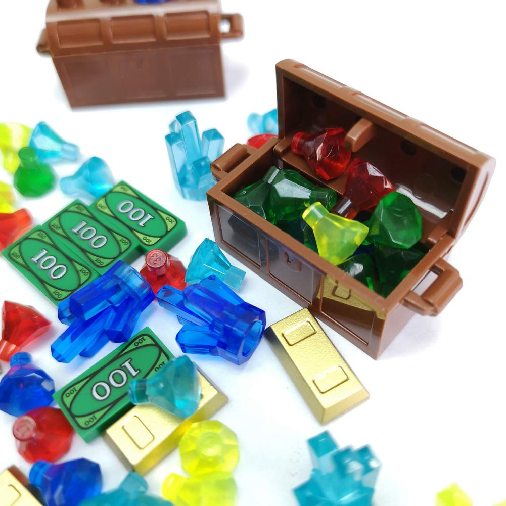 Treasure Set Chest Diamonds Ore Coin Gold Bars Block Toy Childrens Gift