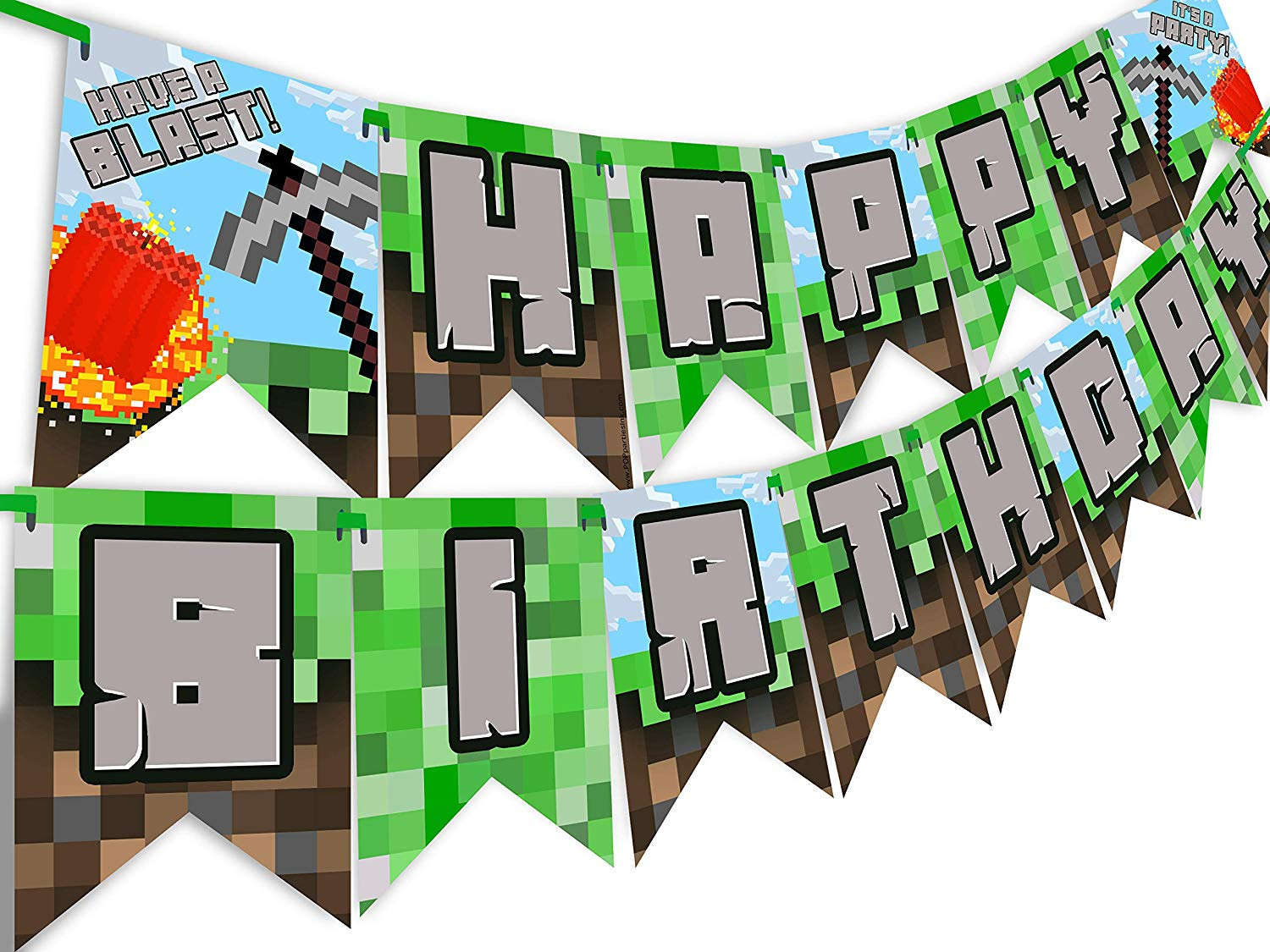 Pop Parties Pixel Party Happy Birthday Banner Made In The Usa