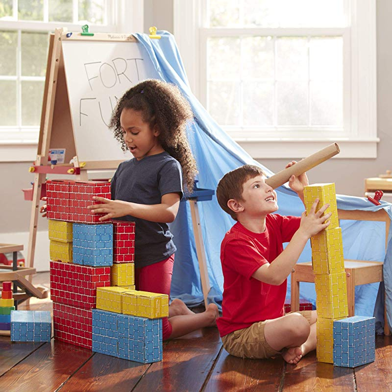 Developmental Toy, Extra-Thick Cardboard Construction, 40 Pieces, 12.5/″ H /× 7/″ W /× 19/″ L Melissa /& Doug Deluxe Jumbo Cardboard Blocks