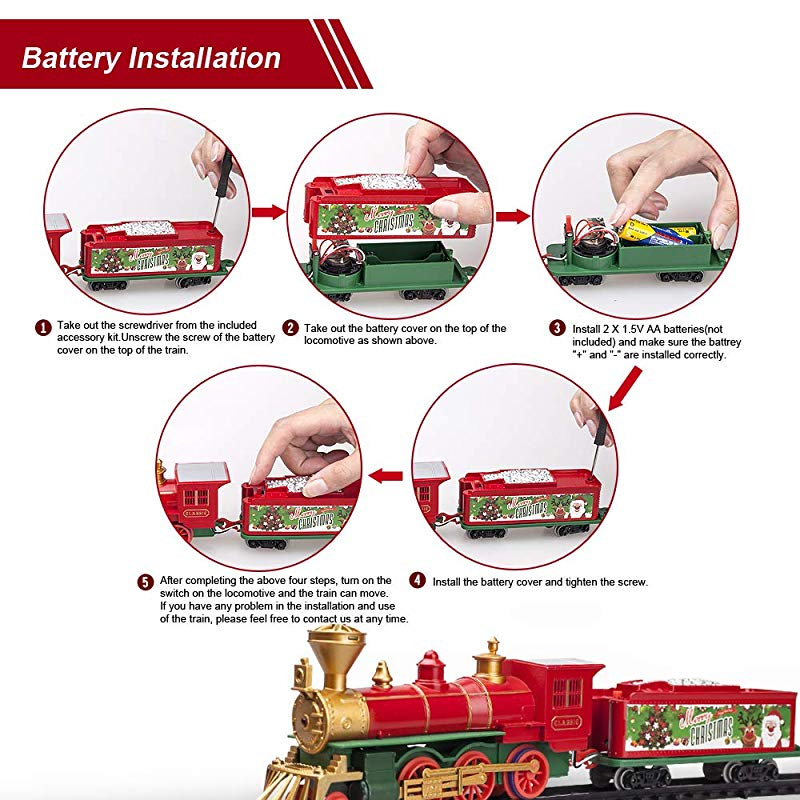Fenfa Deluxe Train Set With Lights And Sounds 100cm Diameter Round Shape Railway Tracks For Under The Christmas Tree Electronic Toys For Boys And Girls Battery Operated Toys Gift For Kids 1600a 7c