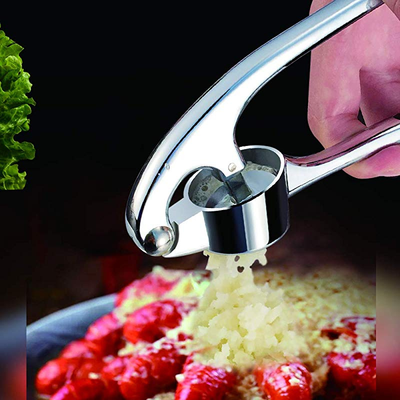 Silver Garlic Press Garlic Crusher,Crush Garlic /& Ginger with Ease Easy to Clean Rust-Proof