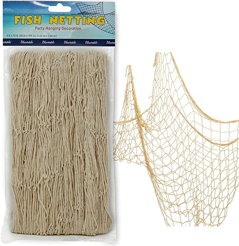 decorative fishing net nz Mototo 12PCS Natural Fish Decoration 80" x 40" Net themed atmosphere Heavy Duty Green Fishing Net