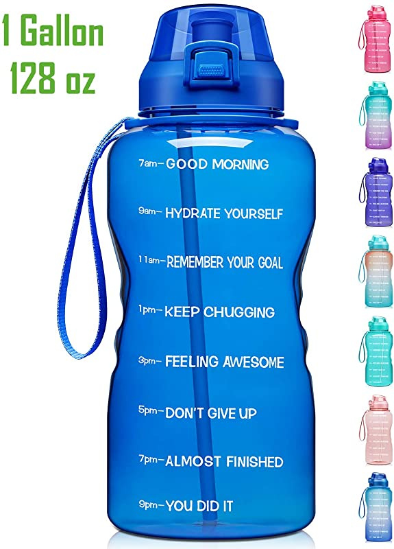 Litre Water Bottle With Straw And Motivational Time Markings Bpafree