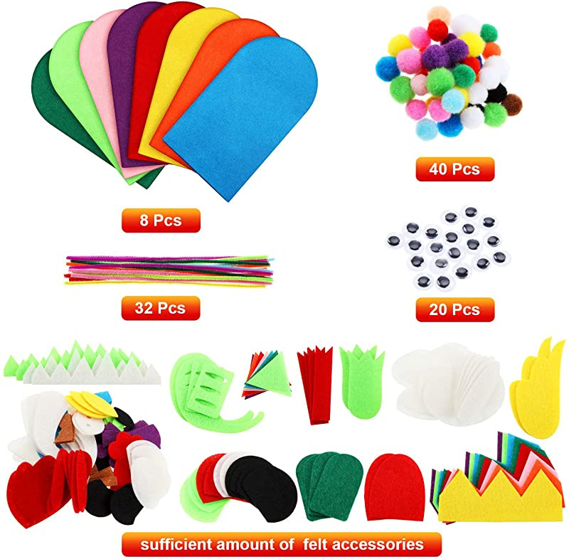 8 Pieces DIY Thick Felt Puppets Hand Puppet Craft Kit Felt Sock Puppet Hand Puppet Making Kit with Pompoms and Wiggle Googly Eyes Role Play Party Supplies for Boys and Girls 8 Pieces DIY Thick Felt Puppets Hand Puppet Craft Kit Felt Sock Puppet Hand Puppet Making Kit with Pompoms and Wiggle Googly Eyes Role Play Party Supplies for Boys and Girls