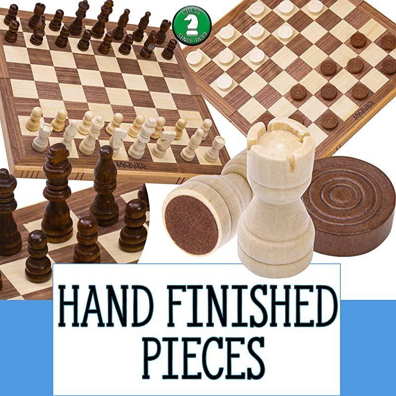 Jaques of London Premier Chess Set and Draughts Board Game